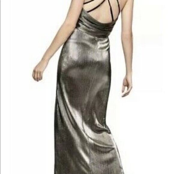 BCBG max dress maxi size 8 women v-neck gold prom wedding A000283 - Picture 9 of 9